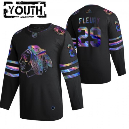 Dětské Hokejový Dres Chicago Blackhawks Marc-Andre Fleury 29 2021-22 Duhová holografická Černá Authentic